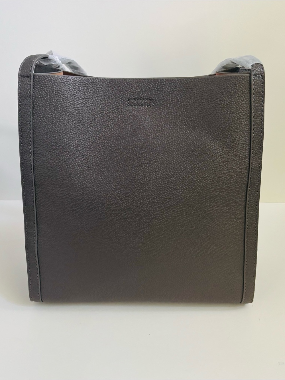 Jing Ping Taupe Gray PU Vegan Leather Satchel Tote Shoulder Bag